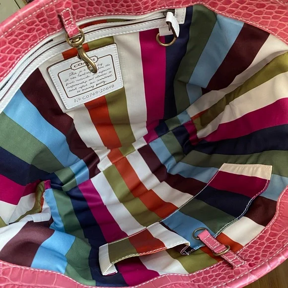 Coach RARE Exotic Legacy Pink Croc Embossed Trim Tote Y2K - Picture 15 of 17